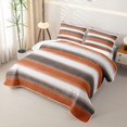 thumbnail image 3 of Homewish Orange Geometric Stripes Quilt Full,Contemporary Artwork Full Bedspread Sets,3-Piece, 3 of 7
