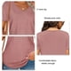 thumbnail image 5 of Camiseta de mujer Color puro Pit Strip cuello en V manga corta Top señoras suelta camiseta Casual, 5 of 6