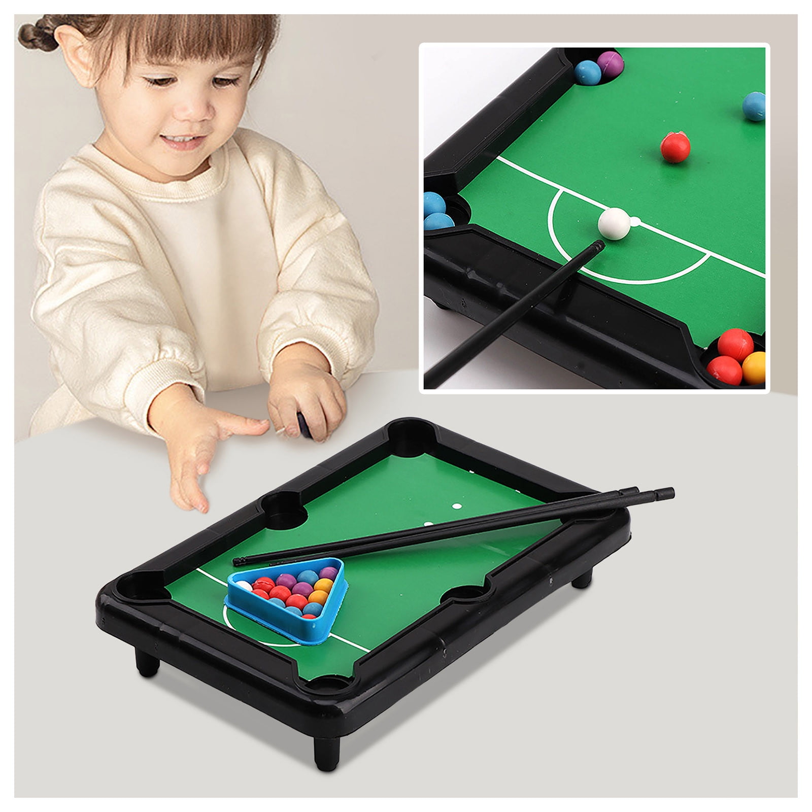 Kids Children Billiards Set Wooden Tabletop Pool Table Snooker Home Game Toys US 