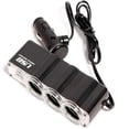 thumbnail image 2 of Extensor y divisor para el encendedor del coche con 3 tomas, 2 puertos USB, 12 V/24 V, indicador de carga, negro, 117 g, 2 of 3