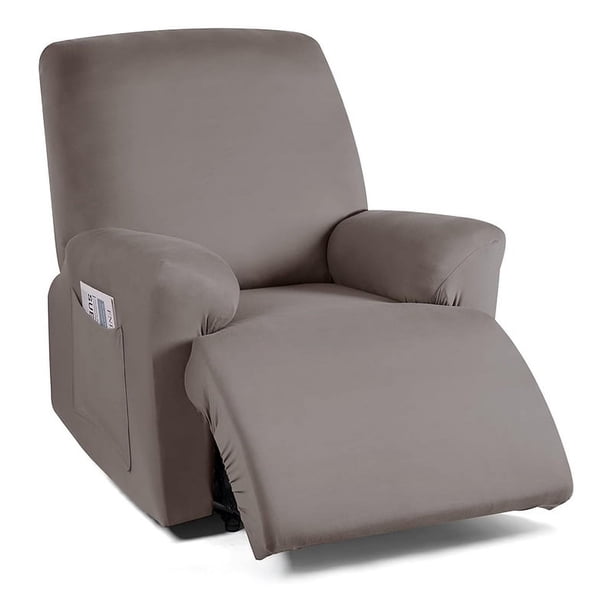 Nvzi Funda de sofá elástica de jacquard, funda de sillón reclinable para sala de estar, fácil de instalar, lavable, protector de sofá para 1 asiento (gris y marrón)