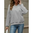 thumbnail image 6 of Womens Oversized V Neck Sweatshirt Fleece Long Sleeve Hoodies Pullover Comfy Top Outfits Grey XL, 6 of 9