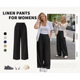thumbnail image 2 of SWQZVT Wide Leg Linen Pants Womens High Waisted Loose Casual Pants with Pockets Trousers Slacks Palazzo Lightweight Pants, 2 of 8