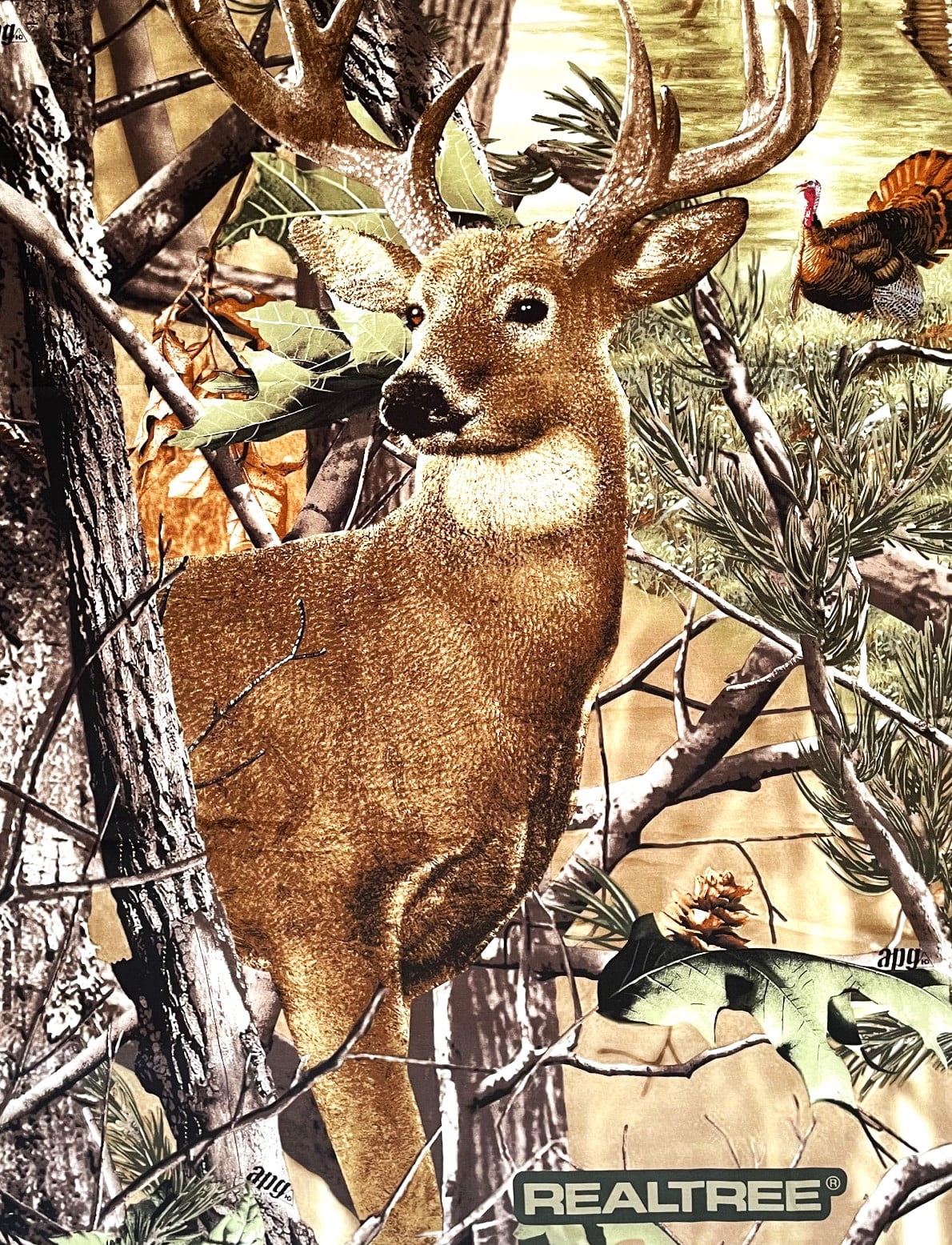 1 Panel - Realtree Wild Deer & Turkey Cotton Fabric Panel (Great for Quilting, Sewing, Craft Projects, Wall Hangings, and More) 35" X 44"