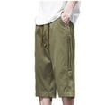 thumbnail image 2 of asjyhkr Mens Linen Pants Drawstring Elastic Waist Casual Hiking Beach Pants with Zipper Pockets Summer, 2 of 6