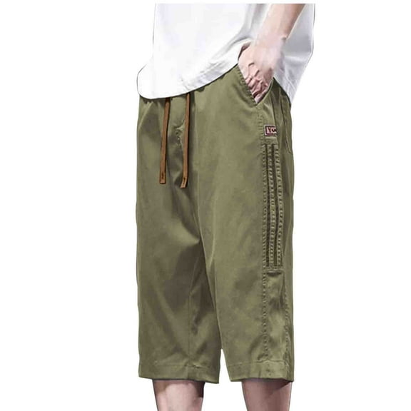 Mlzmgr Plus Size Capri Pants for Men M-5XL Straight Leg Capris with Pockets Summer Lightweight Lounge Beach Pants