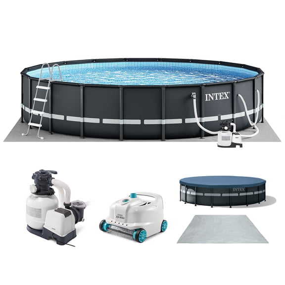 INTEX 20ft x 48in Ultra XTR Above Ground Swimming Pool, Sand Filter Pump, & Automatic Vacuum Cleaner