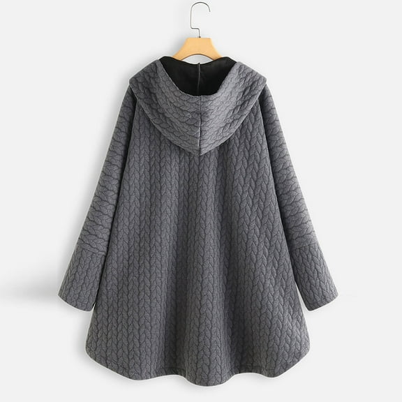 Aayomet Winter Coats For Women Plus Size Womens Fashion Horn Button Thicken Coat with Hood Winter Warm Jacket,Gray M