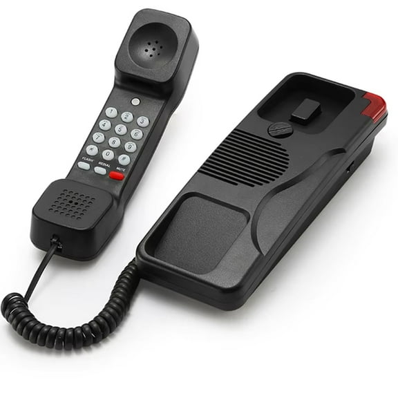 Corded Phone Trimline with SOS Emergency Button,Adjustable Ringer Volume,Wall Mountable American Telephone Black