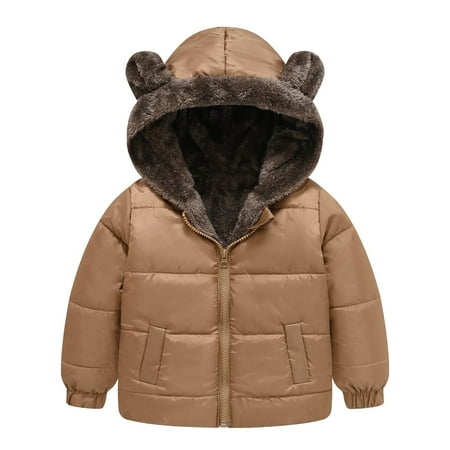 Kids Toddler Winter Coat Light Weight Water-Resistant Fleece Jacket Bear ears with Hood Kids Puffer Jacket Girls Coats Size 4-5 Years