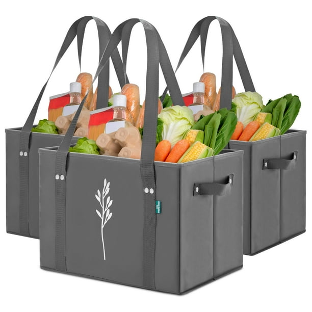 Green Bulldog Bolsas de comestibles reutilizables – Bolsas de compras reutilizables resistentes con asas largas, plegables y plegables, soporta hasta 65 libras – Bolsas de mano para cocina, paquete de