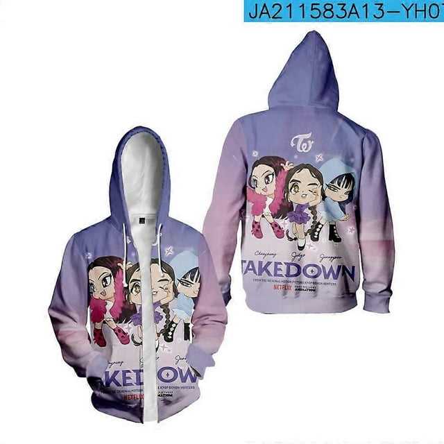 Sudadera con capucha y cremallera de grupo femenino Demon Hunter de K-POP, varios patrones, todas las tallas, unisex.