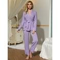 thumbnail image 4 of ebukurty Women's Pajama Sets 2 Piece V-neck Long Sleeves Tie Robe Sets, Sizes S-XL, 4 of 6