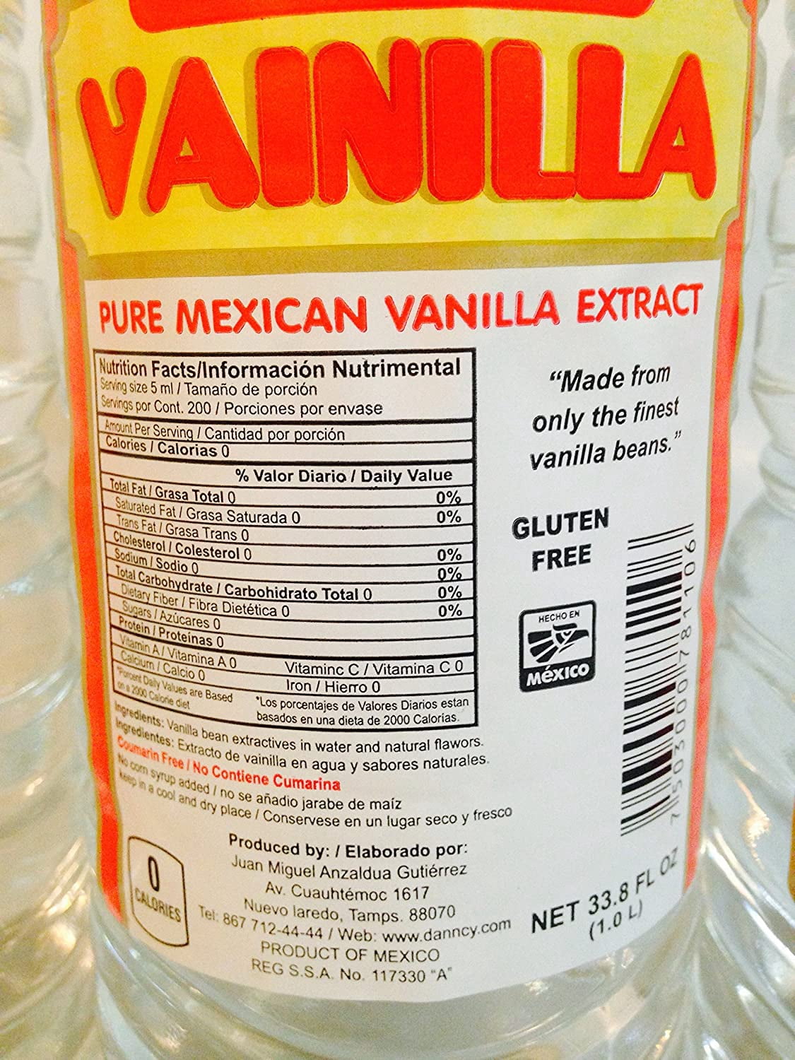 Danncy Clear Pure Mexican Vanilla Extract 3x 33.8 Fl oz