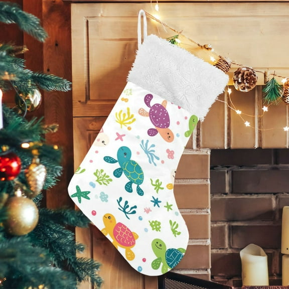 RMDQTR Christmas Stockings for Xmas Gifts - Large Size Festive Holiday Decor for Family Sea Turtles