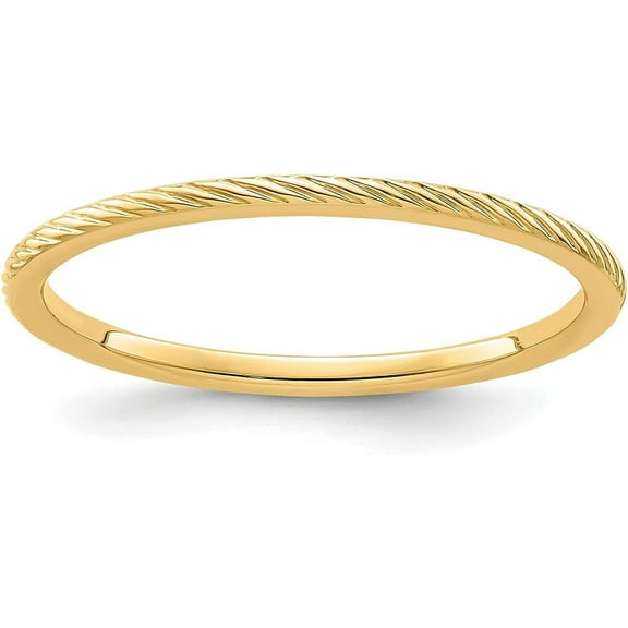 Solid 10K Yellow Gold 1.4mm Twisted Wire Pattern Stackable Band Size 9 - Ring Size 9.0