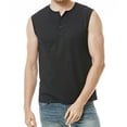 thumbnail image 3 of IYTR Summer Vest for Men Sports Button Crewneck Solid Color Summer Sleeveless Tank Tops Vest Button Tees Shirts Black XXL, 3 of 7