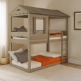 thumbnail image 7 of Benjara Twin Size Wooden Bunk Bed with House Design- Brown, 7 of 7