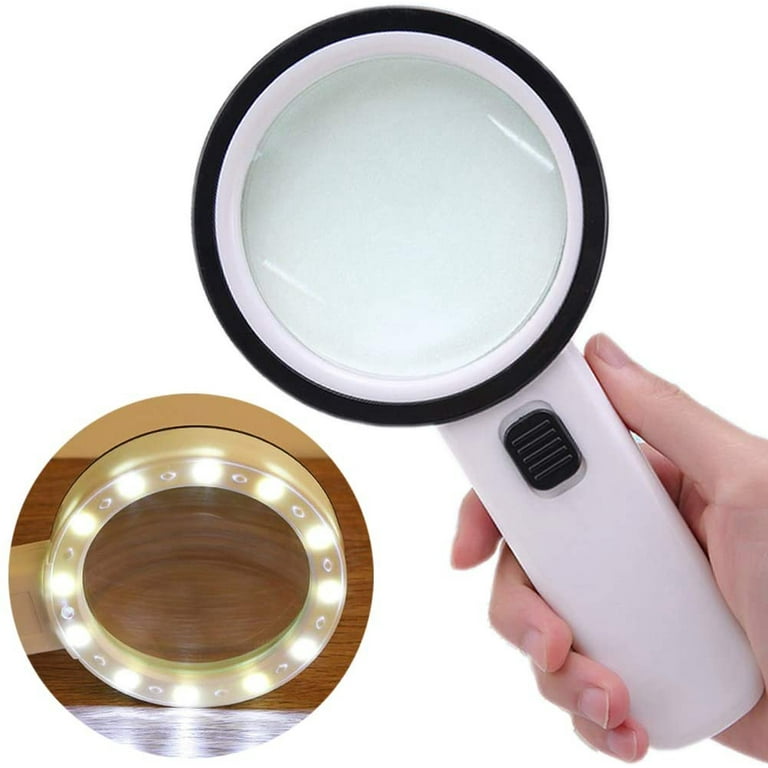  30X 40X Magnifying Glass with Light and Stand, Large Lighted Magnifying  Glass 18 LED Illuminated Handheld Magnifier Folding for Reading Close Work  Coins Jewelry Macular Degeneration (Red) : Health & Household