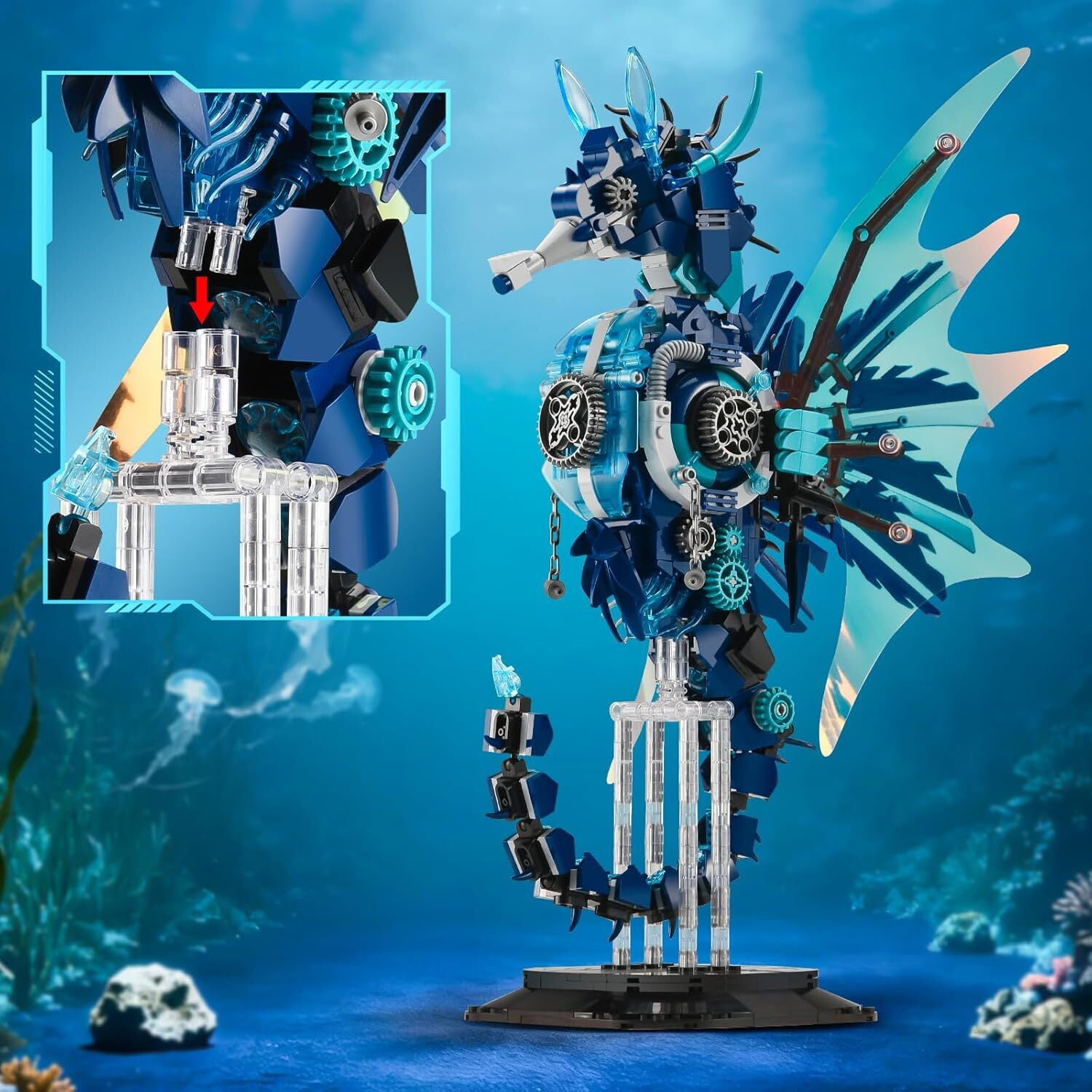 Goirzi 1003Pcs Mechanical Seahorse Building Blocks Set - Animals Building Blocks Toys for Kids and Adults