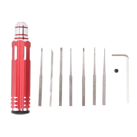 BIMZUC Model Scriber Tungsten Steel Resin Carved Scribe Line Cutting Tool with 7 Blades 0.1 to 2.0mm, Hex Wrench and Storage Boxes, 5.12 inches / 13 cm