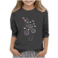 thumbnail image 2 of jobturf Cute Tops for Girls Trendy Floral Graphic Tees Y2k Comfy Loose 3/4 Length Sleeve Blouses Summer Shirts Size 3-12 Years, 2 of 5
