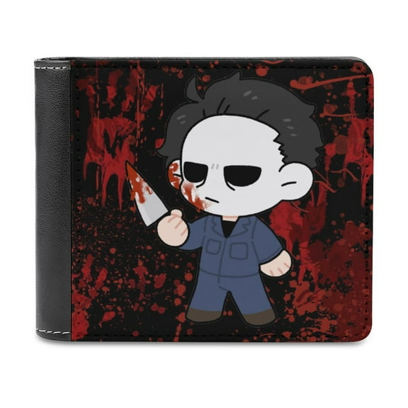 Michael Myers Halloween Leather Wallet for Men Women Two Fold Purse Slim Cash Card Holder Bag