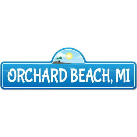 Oceans And Orchards Orchard, MI Michigan Beach Street Sign | Indoor/Outdoor | Surfer, Ocean Lover, Décor For Beach House, Garages, Living Rooms, Bedroom | Signmission Personalized Gift ()