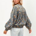 thumbnail image 4 of Unir Women Relaxed Crew Neck Floral Print Gathered Waist Batwing Long Sleeve Washed Denim Jacket Elastic Casual Daily Boho Layering Outer Coat 1PC S-XL, 4 of 6