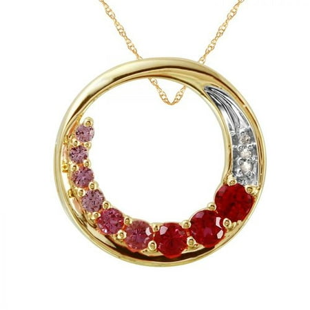 Foreli 0.02CTW Created Ruby, Created Sapphire And Diamond 10k Yellow Gold Necklace