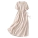 thumbnail image 1 of Vestido de algodón liso de largo medio para mujer - Ropa informal para ir al trabajo con poliéster ligero para primavera/verano, 1 of 3