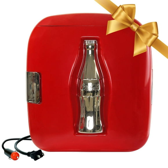 Coca-Cola Refroidisseur Cube Électrique 12 Canettes AC/DC, 4,2L, Refroidisseur Compact et Pratique pour la Maison et les Voyages