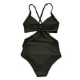 thumbnail image 4 of Aunavey Women Front Cross Cutout One Piece Swimsuit Tummy Control High Waisted Monokini Bathing Suit, 4 of 7