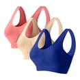 thumbnail image 3 of Sakmal Womens Sports Bras 3 Pack High Support Blue Solid Activewear Compression Ladies Sports Bras L, 3 of 4