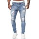 thumbnail image 5 of 2024 Nuevos pantalones vaqueros ajustados rasgados estilo callejero para hombre, pantalones de mezclilla lisos con lavado vintage, pantalones de mezclilla ajustados informales para hombre, pantalones, 5 of 5