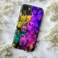 thumbnail image 5 of Psychedelic Skull Art Phone Case, Neon Grunge Rainbow Design Protective Phone Cover for iPhone 16 15 14 13 12 11 Pro Max Mini Plus, 5 of 6