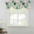 thumbnail image 2 of Tie Up Valances for Windows, Boho Spring Floral Adjustable Valance Curtains Window Treatment for Living Room, Retro Flowers Plants Patchwork Grid Green Rod Pocket Kitchen Curtains 42x18 Inch, 2 of 9