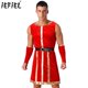 thumbnail image 2 of Trajes medievales de la Guardia Real del Renacimiento para hombre, bata sin mangas a rayas con cinturón y muñequeras, traje de Cosplay de terciopelo para Halloween, 2 of 5
