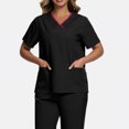 thumbnail image 3 of V Neck Scrubs for Women Set Scrubs Top Drawstring Straight Pants 4 Way Stretch Medical Nursing Uniforms Matching Sets, 3 of 6