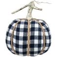 thumbnail image 2 of Northlight Buffalo Plaid Fall Harvest Pumpkin with Weathered Stem - 7.75" - Blue, 2 of 7