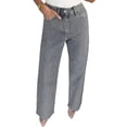thumbnail image 2 of Guieoi Mid-Waist Jeans for Women Plus Size Rhinestone-Embellished Stretchy Denim Pants with Pockets Trousers Clothing Gray XXXL, 2 of 6