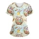 thumbnail image 4 of Top de ropa de trabajo con bolsillo y manga corta con cuello en V y estampado de conejo de Pascua a la moda para mujer Fridja  bn5119, 4 of 5
