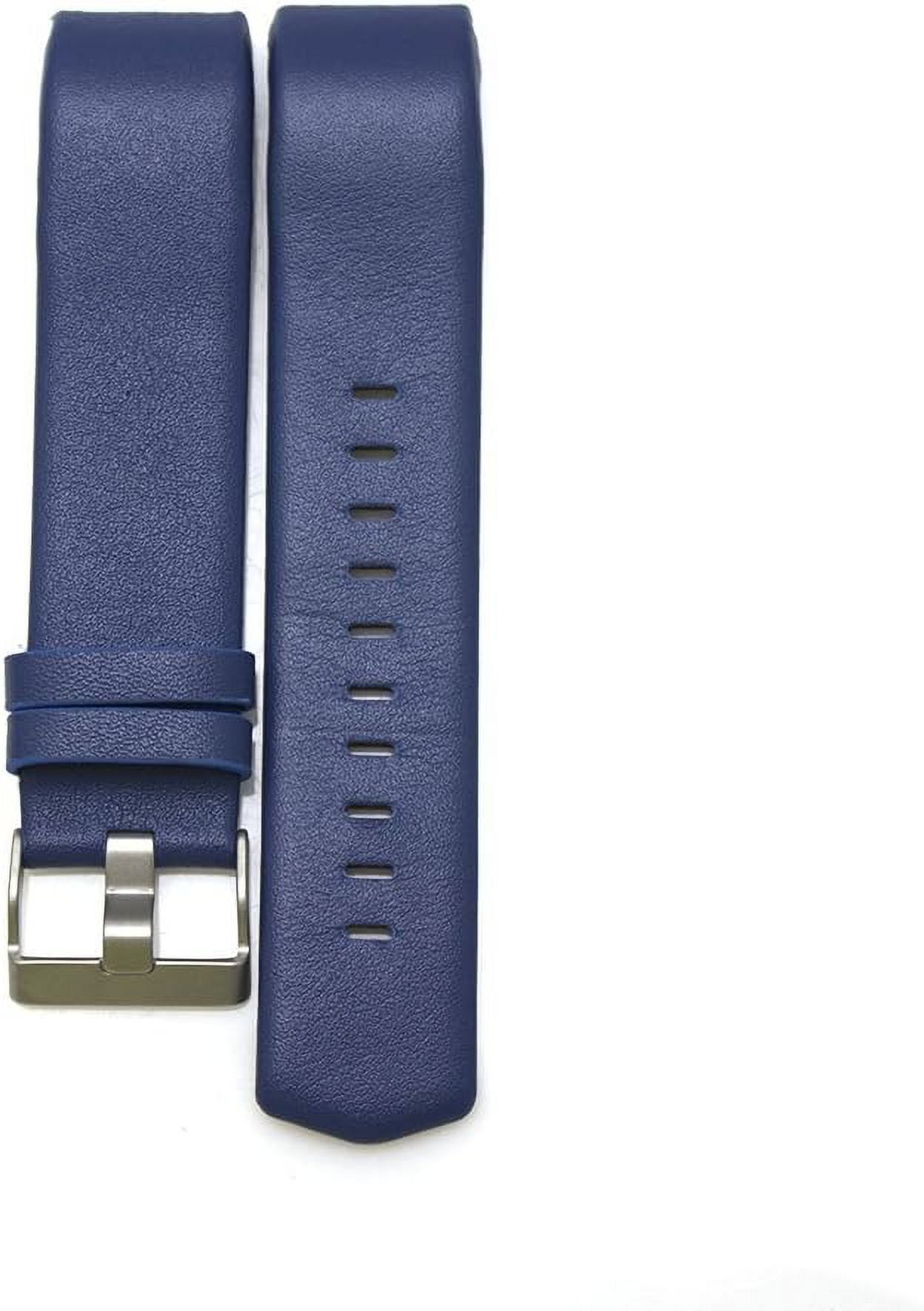 KOMI Leather Replacement Compatible With Fitbit Charge 2 Bands - Charge2 Genuine Leather Wristband Replacement Accessory Bracelet Metal Band Compatible With Fitbit Charge 2 (Blue)