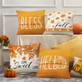thumbnail image 2 of Fall Maple Leaf Decorative Throw Pillow Covers 16 x 16 Set of 4, Hello Autumn Leaves Thanksgiving Cushion Case Decor, Bless Our Home Sweet Home Seasonal Farmhouse Decoration for Sofa Couch, 2 of 5