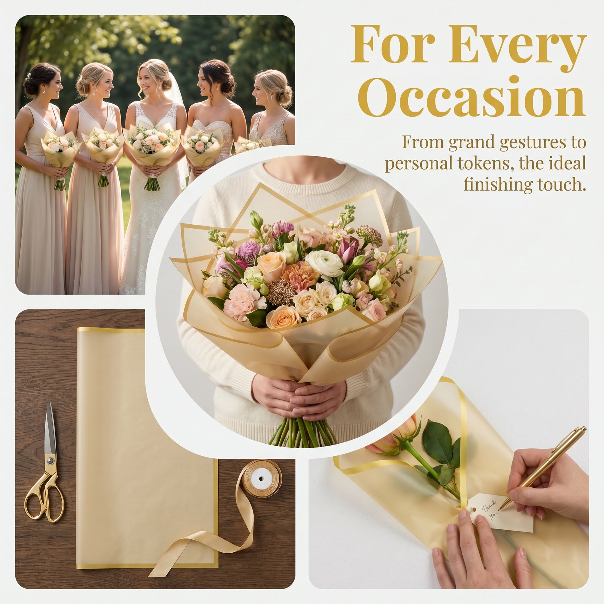 Unique Bargains 20Pcs Waterproof Solid Color Wrapping Paper Gold 22.4" x 22.4"