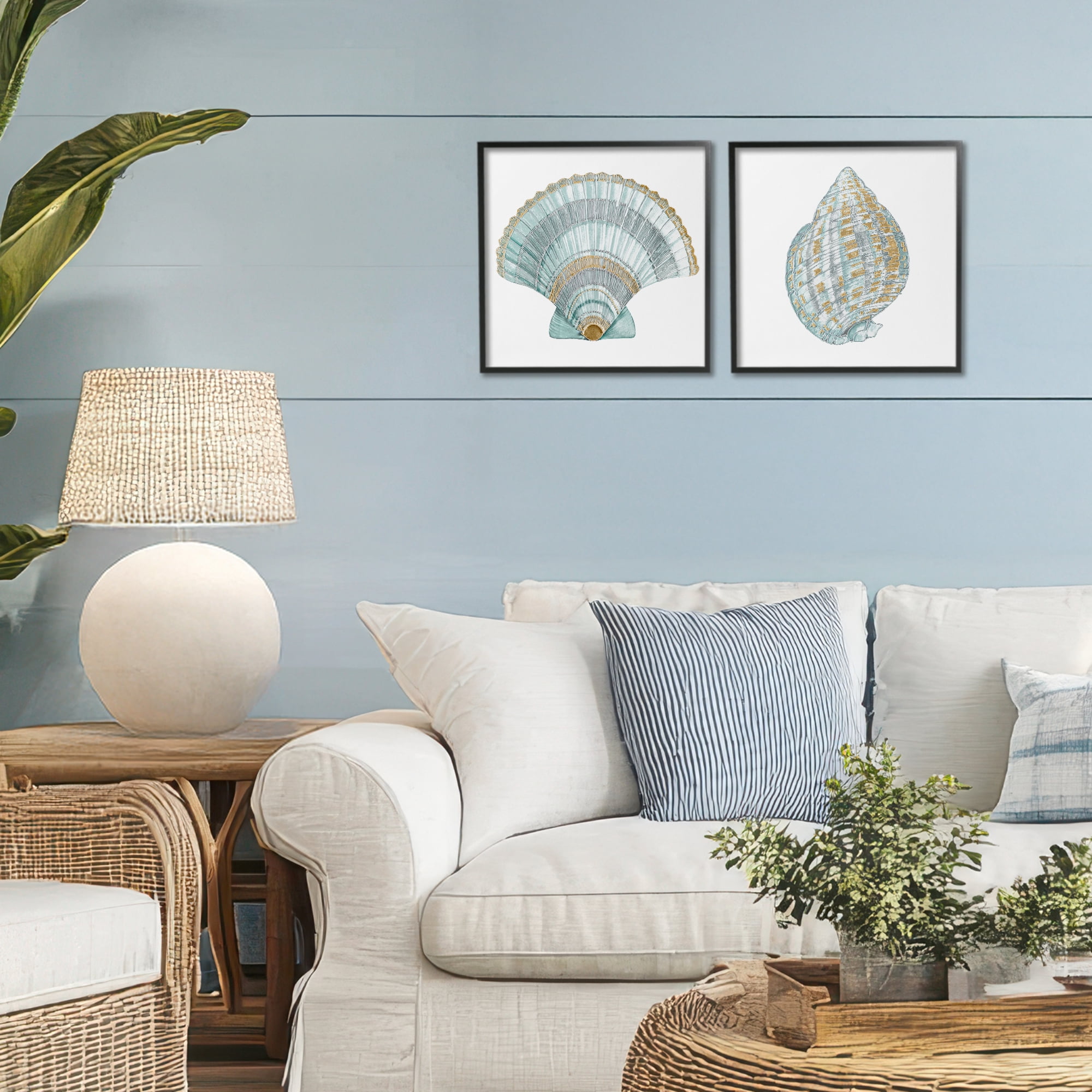 Stupell Industries Regal Clam Shell Duo 2 Piece Black Framed Giclee Art Set, design by Lorenzo Collective