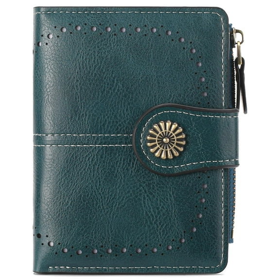 SUOSDEY Women Leather Wallet Small Compact Ladies Purse RFID Blocking Credit Card Case