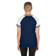 thumbnail image 2 of Women's New Era Navy Chicago Cubs Gameday Raglan V-Neck T-Shirt, 2 of 6