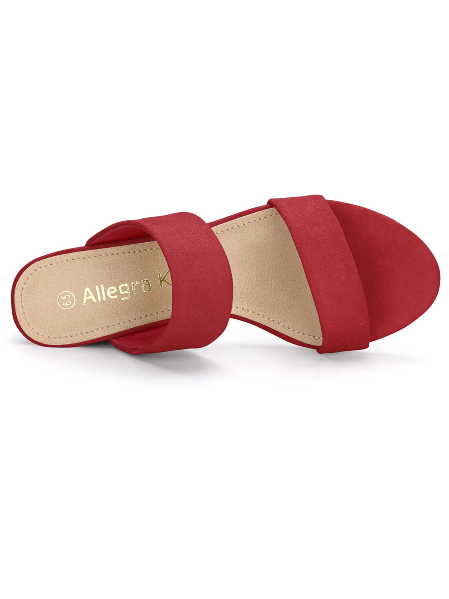 DARING DIVA Stylish Women's Block Heel Dual Straps Slide Sandals 7.5 Red