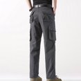 thumbnail image 4 of Men Cargo Pants Clearance Fall and Winter Multi Pocket Christmas Gift Solid Navy Pants for Men Size 2XL, 4 of 4